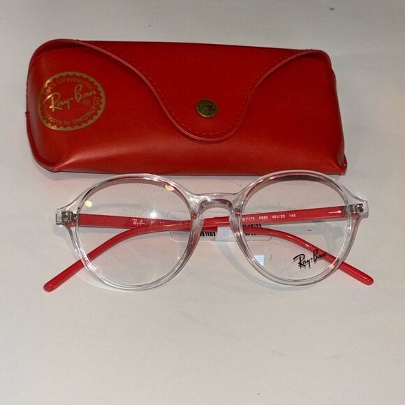 NEW Ray Ban 7173  5950 49 20 145 pink/clear glasses Rx w/case main image 5